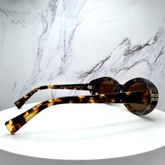New MIU MIU Sunglasses Brown Tortoise Oval Womens Reverie main image 4
